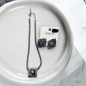 Marvel Black and Silver Necklace Set